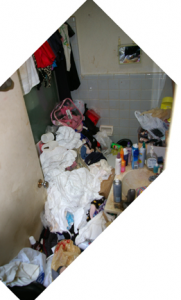 Level 5 clutter intervention; bathroom.